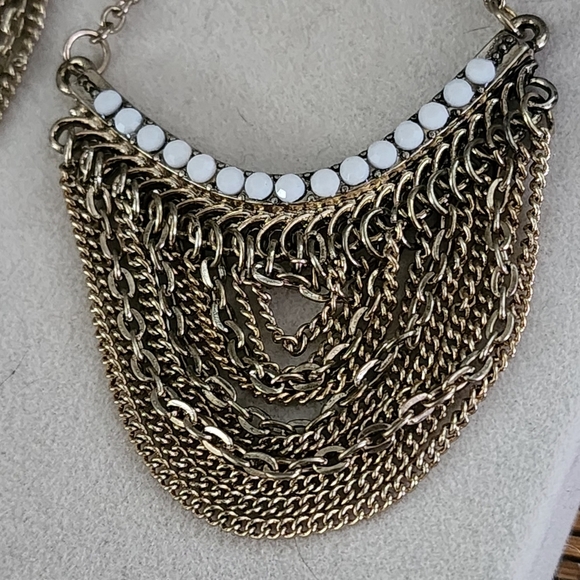 Gold Statement Multi Chain Chandelier Earrings - Picture 4 of 10